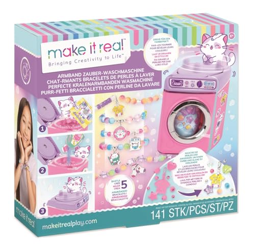 Make It Real 2901466 Armband Zauber-Waschmaschine, DIY Armbänder Set zum magischen Färben von Anhängern und Perlen, Schmuck selber basteln für Kinder von Make It Real