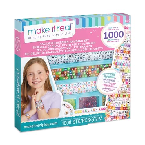 Make It Real 2901742 Mega Rock'n'Block Armbänder, DIY Armband Set mit über 1000 Perlen und Buchstaben, Schmuck selber basteln für Kinder von Make It Real