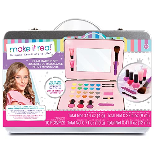 Make It Real All-in-One Make-up-Set für Mädchen – Kosmetik-Starterset inklusive Spiegel, Pinsel, Lipgloss, Lidschatten, Nagellack und vieles mehr - Geschenke für Lückenkinder von Make It Real