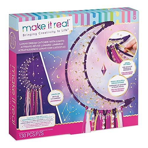Make It Real Skylight Moon Traumfänger mit Lichterketten – DIY-Kunst- und Bastelarbeiten für Kinder – Geschenke für Mädchen von Make It Real
