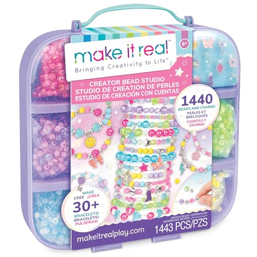 Make It Real: Creator Bead Studio, 1443-teiliges Armband-Set, Perlen und Perlen, Design und Herstellung von mehr als 30 Armbändern, Basteln, Tragetasche, Mädchen und Jungen Make It Real: Creator Bead Studio, 1443-teiliges Armband-Set, Perlen und Perlen, Design und Herstellung von mehr als 30 Armbändern, Basteln, Tragetasche, Mädchen und Jungen von Make It Real