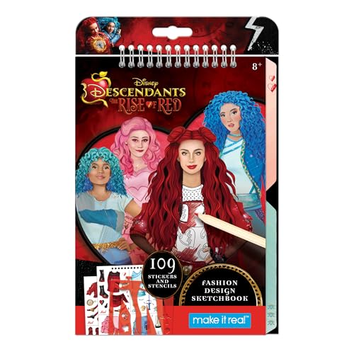 Make It Real: Descendants 4 Rise of Red Fashion Design-Skizzenbuch, enthält 109 Aufkleber und Schablonen, Stilmodelle, Disney, Mädchen und Kinder ab 8 Jahren von Make It Real
