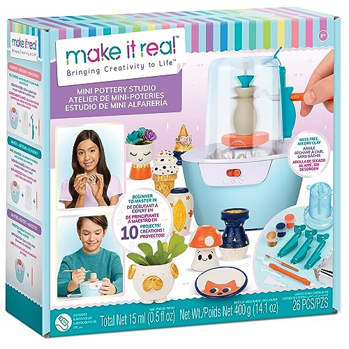 Make It Real: Mini Pottery Studio Töpferei-Set, 26-teilig, sauberer, lufttrocknender Ton, 10 Projekte, Tweens, Mädchen und Kinder ab 8 Jahren Make It Real: Mini Pottery Studio Töpferei-Set, 26-teilig, sauberer, lufttrocknender Ton, 10 Projekte, Tweens, Mädchen und Kinder ab 8 Jahren von Make It Real