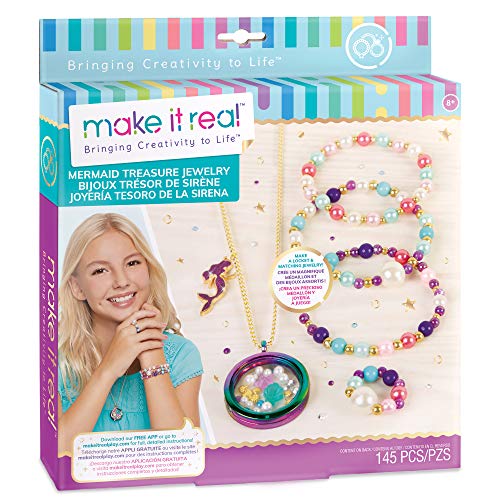 Make It Real Mermaid Bracelet Making Kit Including Pendant Necklace with Locket and Ring - Gifts for Girls von Make It Real