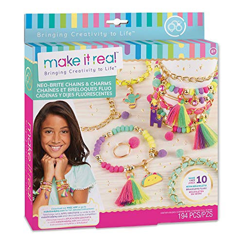 Make It Real Armband-Bastelset mit neonfarbenen Armbandperlen - Freundschaftsschmuck für Mädchen - Kunst- und Bastelarbeiten für Kinder von Make It Real