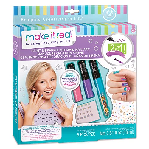 Make It Real Meerjungfrau-Nagellack-Set mit Nagellackstiften & Aufklebern! – Kunst- und Bastelarbeiten für Kinder – Geschenke für Mädchen Make It Real Meerjungfrau-Nagellack-Set mit Nagellackstiften & Aufklebern! – Kunst- und Bastelarbeiten für Kinder – Geschenke für Mädchen von Make It Real