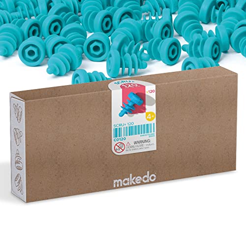 Makedo Scru+ 120, Konstruktionsspielzeuge für Karton, Kinderspiele ab 5, Mint-Lernspielzeug, perfekt für das kreative Spielen zu Hause (120 Scru+) von Makedo