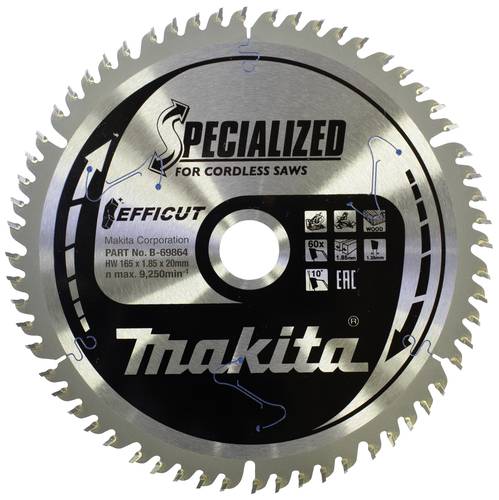 Makita B-69864 Kreissägeblatt 165 x 20 x 1.85mm Zähneanzahl: 60 1St. von Makita