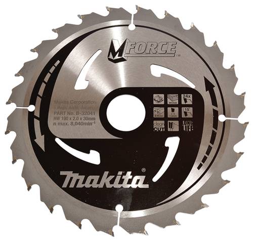 Makita M-FORCE B-32041 Kreissägeblatt 190 x 30 x 1.2mm Zähneanzahl: 24 1St. von Makita