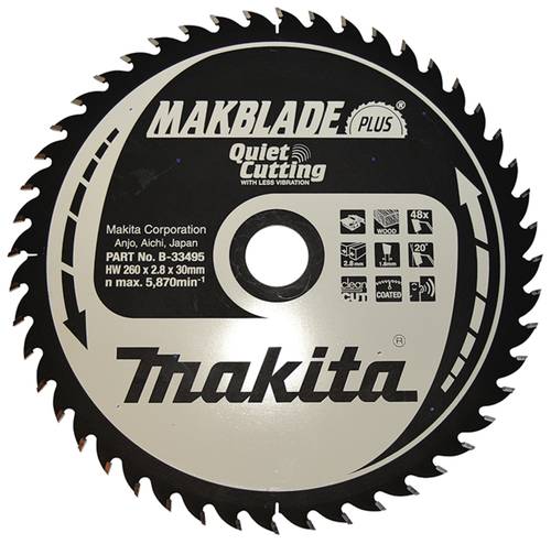 Makita MAKBLADE+ B-33495 Hartmetall Kreissägeblatt 260 x 30 x 1mm Zähneanzahl: 48 1St. von Makita