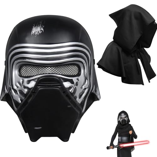 Kylo Ren Maske Black Series Anime Masken Halloween Alien Kostüm Karneval Star Cosplay Requisiten (Maske + Umhang) von Makoike