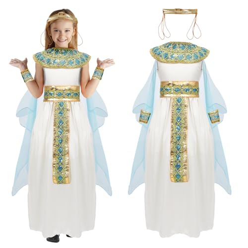 Makoike Kleopatra-Kostüm für Kinder und Mädchen, ägyptisches Prinzessinnenkleid, Halloween-Outfits, Cosplay-Requisiten, 6-teilig Makoike Kleopatra-Kostüm für Kinder und Mädchen, ägyptisches Prinzessinnenkleid, Halloween-Outfits, Cosplay-Requisiten, 6-teilig von Makoike