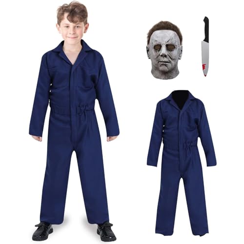 Makoike Michael-Kostüm, Myers-Maske, für Kinder, gruseliger Killer-Overall, Karneval, Halloween, Kostüme, Cosplay-Outfits, 3 Stück Makoike Michael-Kostüm, Myers-Maske, für Kinder, gruseliger Killer-Overall, Karneval, Halloween, Kostüme, Cosplay-Outfits, 3 Stück von Makoike