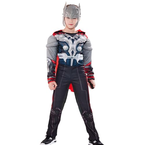 Makoike Superhelden-Kostüm Kinder Muskelanzug Rittermaske Overall Umhang Hammer Karneval Halloween Kostüm 3-12 Jahre Makoike Superhelden-Kostüm Kinder Muskelanzug Rittermaske Overall Umhang Hammer Karneval Halloween Kostüm 3-12 Jahre von Makoike