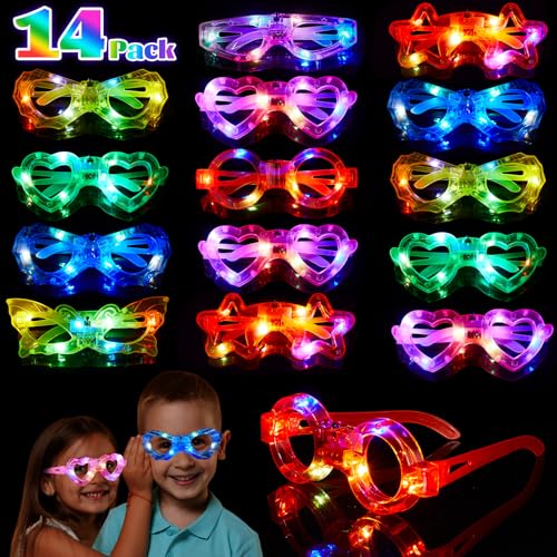 Makorobi 14 x LED-Brillen für Kinder, leuchtende Brillen für Geburtstag, Weihnachten, Konzert, leuchtet im Dunkeln, Partyzubehör Makorobi 14 x LED-Brillen für Kinder, leuchtende Brillen für Geburtstag, Weihnachten, Konzert, leuchtet im Dunkeln, Partyzubehör von Makorobi