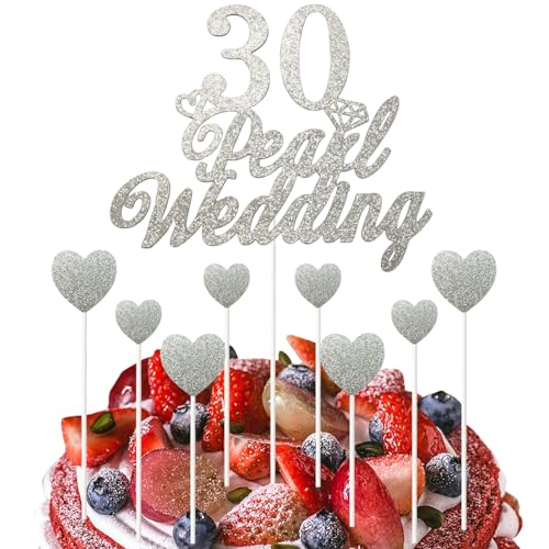 9 Stück Kuchendekorationen zum 30. Hochzeitstag Set, Kuchendekorationen für die Silber Hochzeit, Glitzernde Kuchendekoration zum 30. Jubiläumsfeier Partyzubehör 9 Stück Kuchendekorationen zum 30. Hochzeitstag Set, Kuchendekorationen für die Silber Hochzeit, Glitzernde Kuchendekoration zum 30. Jubiläumsfeier Partyzubehör von Makoto Nobu