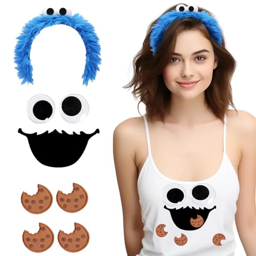 Makoto Nobu Krümelmonster kostüm Damen Kinder, Cookie Haarreif krümelmonster Keks Augen Mund aufkleber Cookie Kostüm Accessorie, für Fasching Karneval Halloween Maskerade Cosplay Makoto Nobu Krümelmonster kostüm Damen Kinder, Cookie Haarreif krümelmonster Keks Augen Mund aufkleber Cookie Kostüm Accessorie, für Fasching Karneval Halloween Maskerade Cosplay von Makoto Nobu