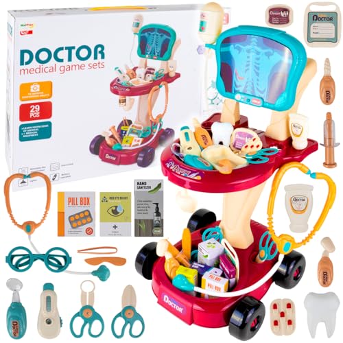 MalPlay Arztwagen Kleiner Doktor Arzt, Rollenspiele Spielzeug Set Wagen, 29 STK, Rollenspiele Krankenhaus-Spielset MalPlay Arztwagen Kleiner Doktor Arzt, Rollenspiele Spielzeug Set Wagen, 29 STK, Rollenspiele Krankenhaus-Spielset von MalPlay