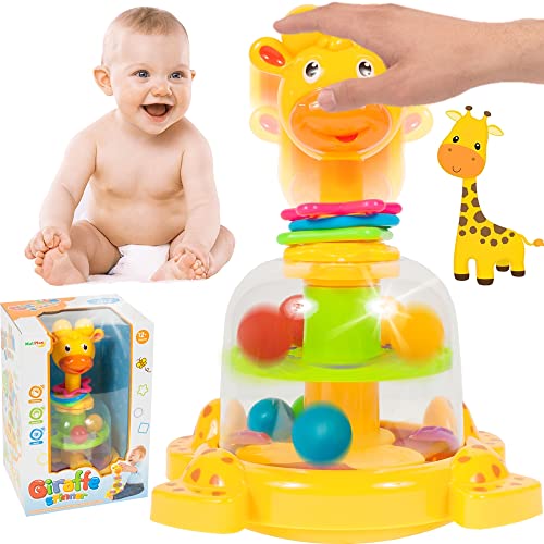 MalPlay Baby Lernspielzeug Giraffe Spielzeug | Schiebekugeln Motorikspielzeug Aktivitätsspielzeug | Mehrfarbig | Geschenk für Babys und Kinder ab 12 Monaten von MalPlay