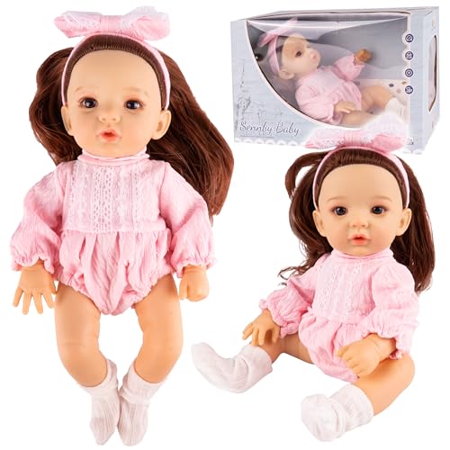 MalPlay Babypuppe Spielzeug 32 cm Mädchen Girl mit Stirnband brünett ab 3 Jahren von MalPlay