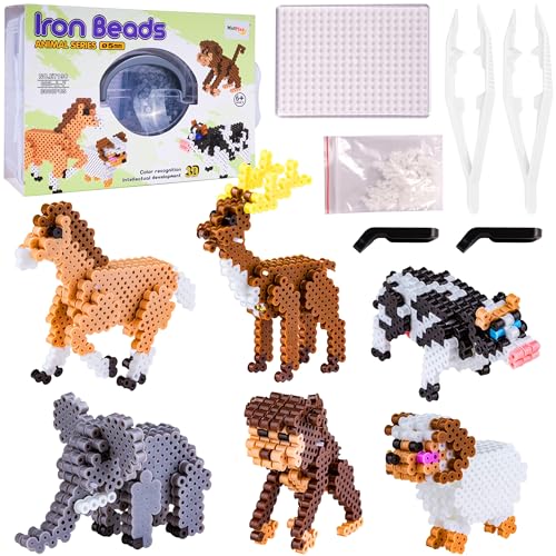 MalPlay Bügelperlen Tiere Set 3000 Stück Bügelpads 3D Muster & Zootiere Vorlagen, Steckperlen, Kreative DIY Kit Kinder ab 6 Jahren von MalPlay