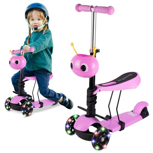 MalPlay Cityroller Dreirad Tretroller mit Sitz und Korb, Marienkäfer, Rosa ab 3 Jahren Kinderroller bis zu 50kg MalPlay Cityroller Dreirad Tretroller mit Sitz und Korb, Marienkäfer, Rosa ab 3 Jahren Kinderroller bis zu 50kg von MalPlay