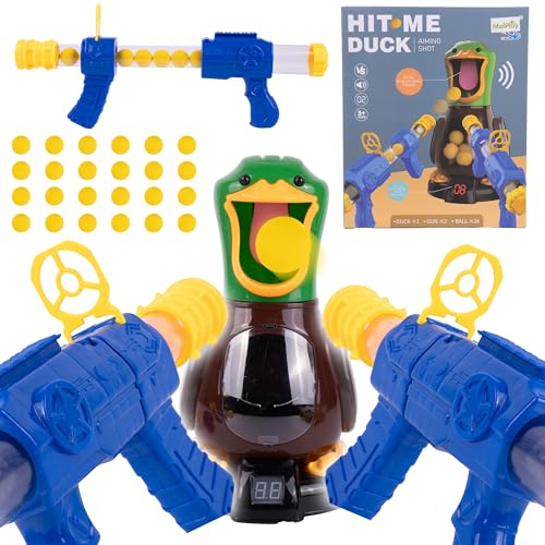 MalPlay Ente Zielschießen Arcade Set mit 2 Pistolen und Kugeln Soft Foam Balls Luftpumpenpistolen für Kinder ab 3 Jahren von MalPlay