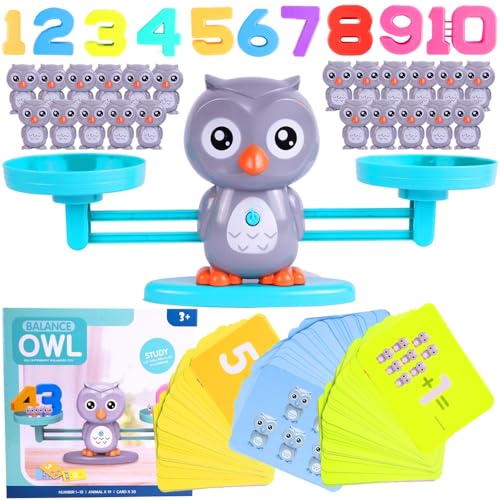 MalPlay Eule Waage Spiel Wiegen Lernen | Zählende Waage | Eulen und Ziffern zum Wiegen | Zählen Lernen | Kinder ab 3 Jahren von MalPlay