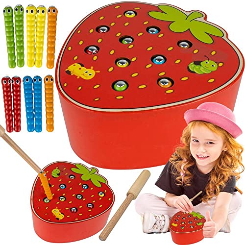MalPlay Geschicklichkeitsspiel aus Holz die Würmer fangen Magentische Angelnspiel Erdbeere-Entwurmung Holzspielzeug für Kinder ab 3 Jahren MalPlay Geschicklichkeitsspiel aus Holz die Würmer fangen Magentische Angelnspiel Erdbeere-Entwurmung Holzspielzeug für Kinder ab 3 Jahren von MalPlay
