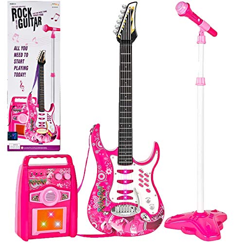 MalPlay Gitarre, Verstärker, verstellbare Stativ und Mikrofon | Elektronische Rock Musikinstrument für Mädchen | Geschenk für Kleinkind, Kinder ab 3 Jahren von MalPlay