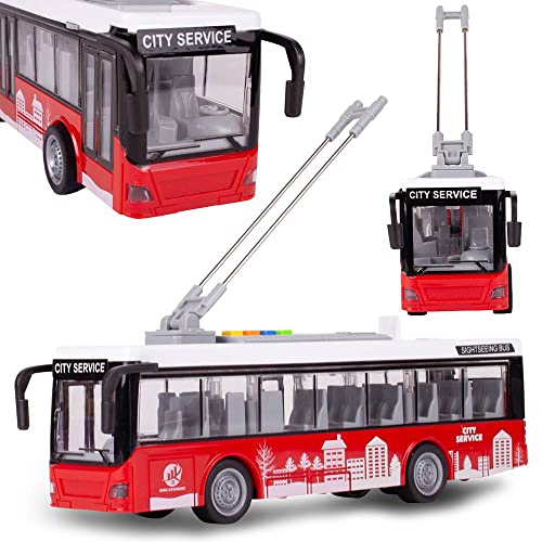 MalPlay Interaktives Spielzeug Bus Oberleitungsbus mit öffnenden Türen Licht&Ton für Kinder ab 3 Jahren von MalPlay
