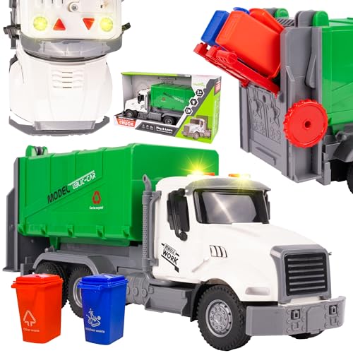 MalPlay Müllauto Spielzeug, Müllsammelfahrzeug mit 2 Behältern, Trash Vehicle mit Sound und Licht, Müll-Recycling-Truck Spielzeug, Müllwagen Geburtstag ab 3 Jahre Kinder Junge und Mädchen MalPlay Müllauto Spielzeug, Müllsammelfahrzeug mit 2 Behältern, Trash Vehicle mit Sound und Licht, Müll-Recycling-Truck Spielzeug, Müllwagen Geburtstag ab 3 Jahre Kinder Junge und Mädchen von MalPlay