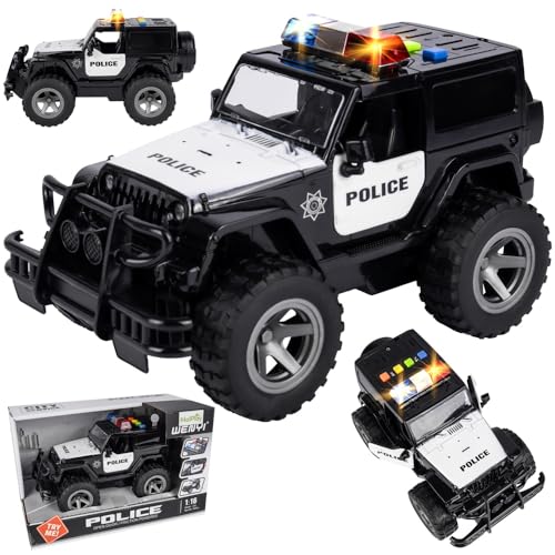 MalPlay Polizeiauto Spielzeug Auto Sounds Licht für Kinder ab 3 Jahren Schwarz von MalPlay