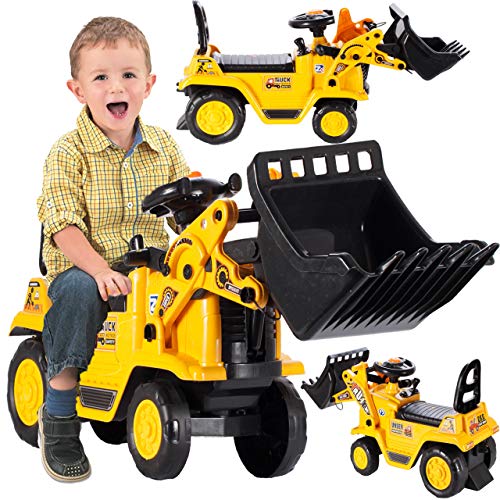 MalPlay Rutschauto Bagger mit Nachttopf | beweglicher Löffel | Rutscherfahrzeug | Spielecenter für Babys Geburtstagsgeschenk | Aufsitzbagger für Kinder ab 2 Jahren von MalPlay