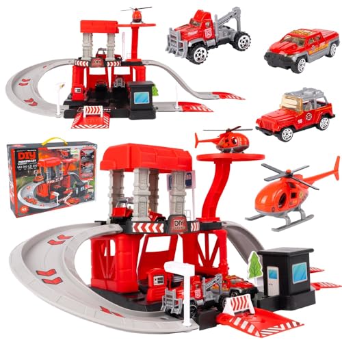 Malplay Parkhaus Feuerwache Basis Set mit 3 Autos Hubschrauber Feuerwehr ab 3 Jahren Geschenk Malplay Parkhaus Feuerwache Basis Set mit 3 Autos Hubschrauber Feuerwehr ab 3 Jahren Geschenk von MalPlay