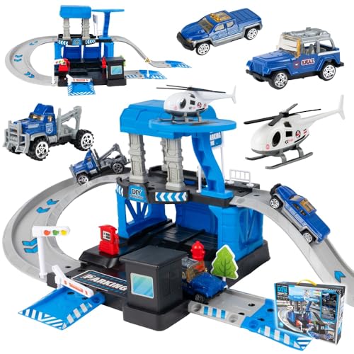 Malplay Parkhaus Polizeistation Bodensockel Set mit 3 Autos Hubschrauber ab 3 Jahren Geschenk Malplay Parkhaus Polizeistation Bodensockel Set mit 3 Autos Hubschrauber ab 3 Jahren Geschenk von MalPlay