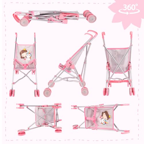 Malplay Puppenwagen Klappbarer leicht Rosa Kinderwagen Einhorn Prinzessin Motiv Geshcenk ab 3 Jahren Malplay Puppenwagen Klappbarer leicht Rosa Kinderwagen Einhorn Prinzessin Motiv Geshcenk ab 3 Jahren von MalPlay
