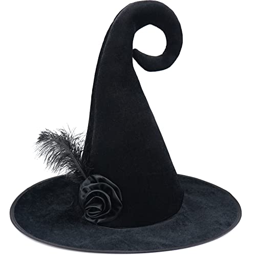 Malaxlx Damen Hexenhut Zauberer Hut Samt Gelockt Gefiederte Blume Hexen Hut Faltbare Spitzhut für Halloween Kostüm Cosplay Fasching Masquerade Kopfbedeckung Malaxlx Damen Hexenhut Zauberer Hut Samt Gelockt Gefiederte Blume Hexen Hut Faltbare Spitzhut für Halloween Kostüm Cosplay Fasching Masquerade Kopfbedeckung von Malaxlx