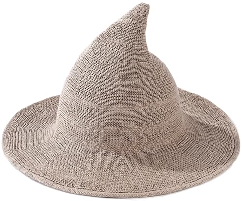 Malaxlx Khaki Hexenhut für Frauen - Strickwolle Spitze Halloween Cosplay Kostüm Hut für Herbst Partys von Malaxlx