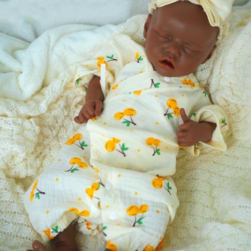 Maletofe Full Silicone Doll, 17 Zoll Reborn Doll Sleeping Baby, Non-Vinyl Full Silicone Realistic Female Baby, Gifts for 3+ Years Old (Braun-Mia) von Maletofe