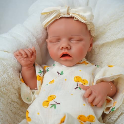 Maletofe Full Silicone Doll, 17 Zoll Reborn Doll Sleeping Baby, Non-Vinyl Full Silicone Realistic Female Baby, Gifts for 3+ Years Old (Natur-Mia) von Maletofe
