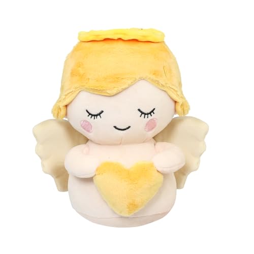 Malihome Plüschengel für Kinder, kuscheliger Engel mit weißen Flügeln und einem Herzen, Schutzengel-Plüschpuppe, Taufgeschenk für Jungen/Mädchen, für alle Altersgruppen geeignet (Heart) von Malihome