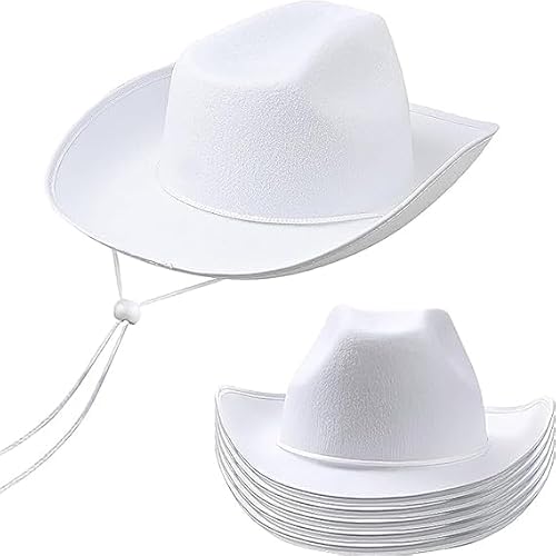 MALLOOM 6 weiße Cowboyhüte im Set – Western Cowboyhut mit verstellbarem Kordelzug, Cowgirl-Hut für Hochzeit, Show, Party MALLOOM 6 weiße Cowboyhüte im Set – Western Cowboyhut mit verstellbarem Kordelzug, Cowgirl-Hut für Hochzeit, Show, Party von Malloom