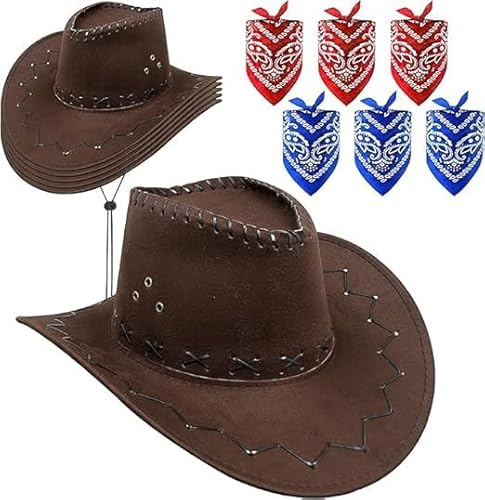 MALLOOM Cowboyhut mit Paisley-Bandanas, 12 Stück, Cowboy-Hut aus Filz, für Erwachsene und Kinder, Cowboy-Kostüm für Mottoparty von Malloom