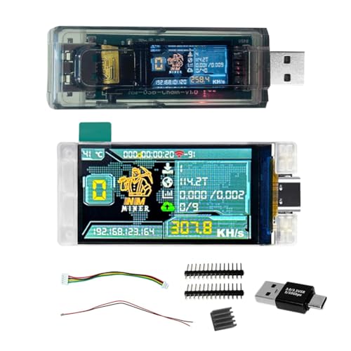 Malloy NMMiner Miner 265kH/S+NerdMiner V2 307KH/S USB-Kette Krypto-Miner BTC Solo Lotterie-Miner Amperemeter USB-A-Serie Formkette von Malloy