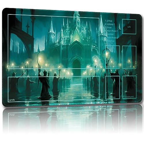 Malqiqi Spielmatte für MTG, mit kostenlosen Aufbewahrungstaschen, Spielmatte 61 x 35,6 cm, TCG- und Brettspielmatte für Karten, Mauspad, Schreibtischmatten (Magic Mat 67, mit Zonen) von Malqiqi