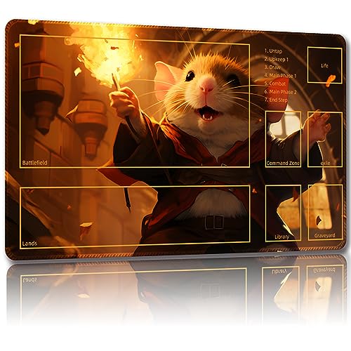 Malqiqi Spielmatte für MTG, mit kostenlosen Aufbewahrungstaschen, Spielmatte 61 x 35,6 cm, TCG und Brettspielmatte für Karten, Mauspad, Schreibtischmatten (Magische Elfen-Maus-Hilfskampf) von Malqiqi