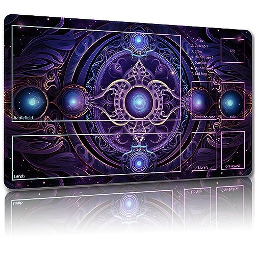 Malqiqi MTG Playmat – 61 x 35,6 cm, kostenlose Aufbewahrungstaschen, TCG und Spielmatte mit Zonen von Malqiqi