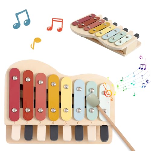 Mamimami Home Kinder Xylophon und Klavier in Einem, Glockenspiel Holzspielzeug, Musikinstrumente für Kinder ab 1 Jahr, Pädagogische Spielzeug mit 8 Tönen, Baby Schlaginstrument mit Mallet Mamimami Home Kinder Xylophon und Klavier in Einem, Glockenspiel Holzspielzeug, Musikinstrumente für Kinder ab 1 Jahr, Pädagogische Spielzeug mit 8 Tönen, Baby Schlaginstrument mit Mallet von Mamimami Home