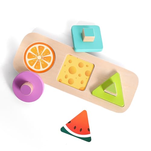 Mamimami Home Montessori Greifbrett Baby – Holzspielzeug mit Dreieck, Quadrat & Kreis – Sensorisches Lernspiel ab Geburt – Baby Geschenk von Mamimami Home